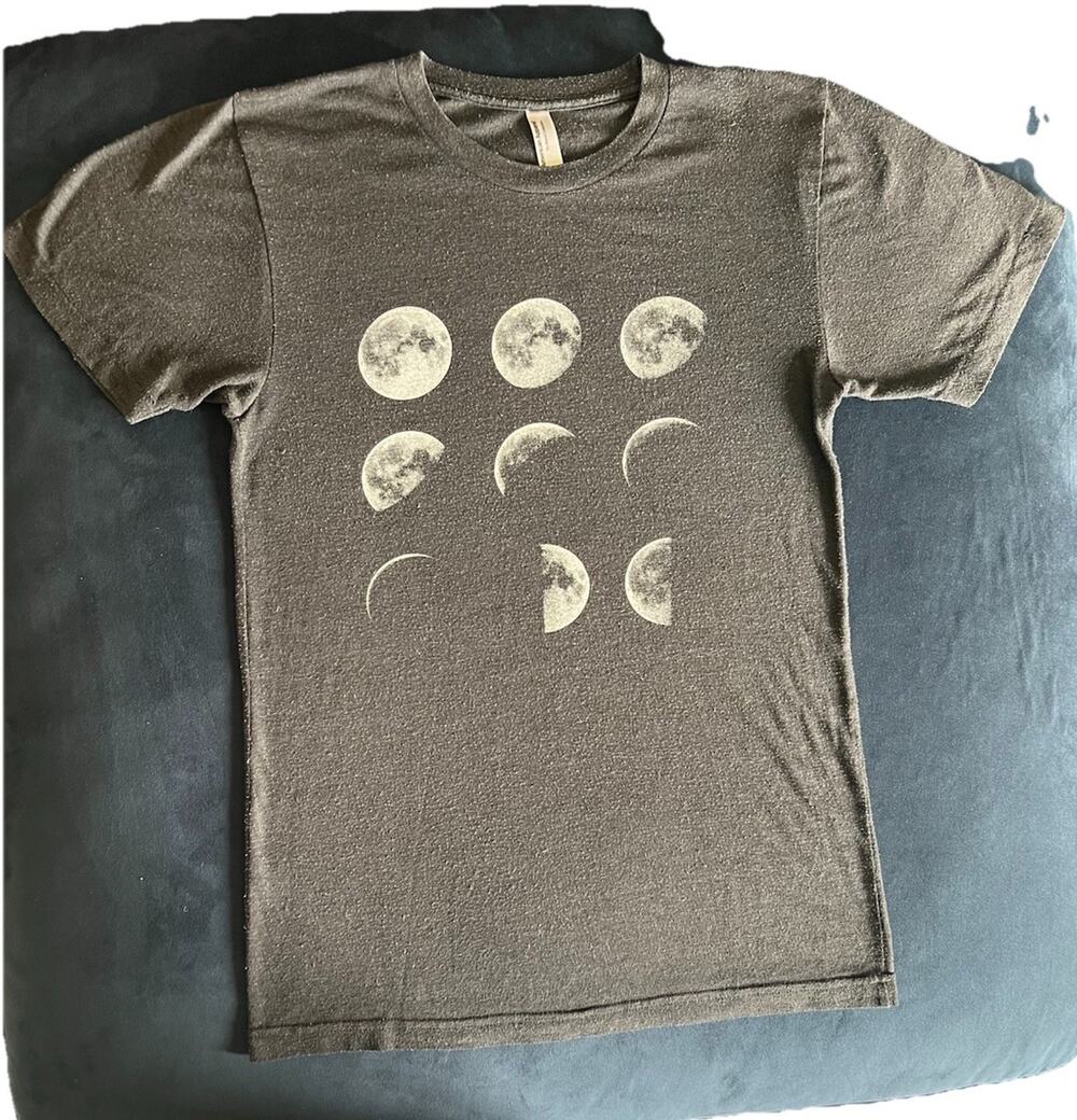 American Apparel Moon Phase Graphic T Shirt Womens S Gray Astronomy Cosmic